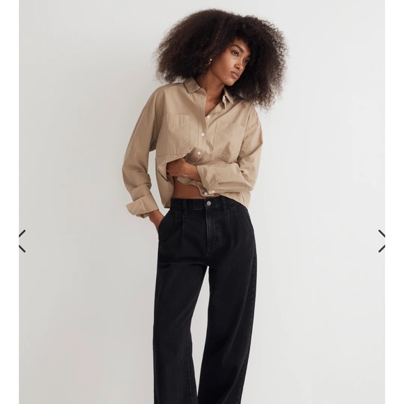 NWT Madewell pleated denim black pants size 28 - Picture 2 of 6